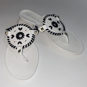 Jack Rogers Georgica Jelly Thong Sandals Flip Flops White Black Women's Size 5